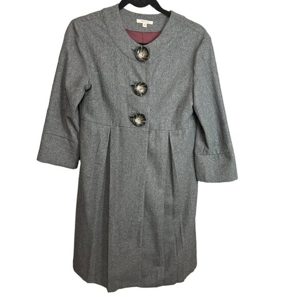 Matty M Coat Grey Wool‎ Blend Pleated Oversized Buttons Cottage Peasant M - Picture 1 of 9